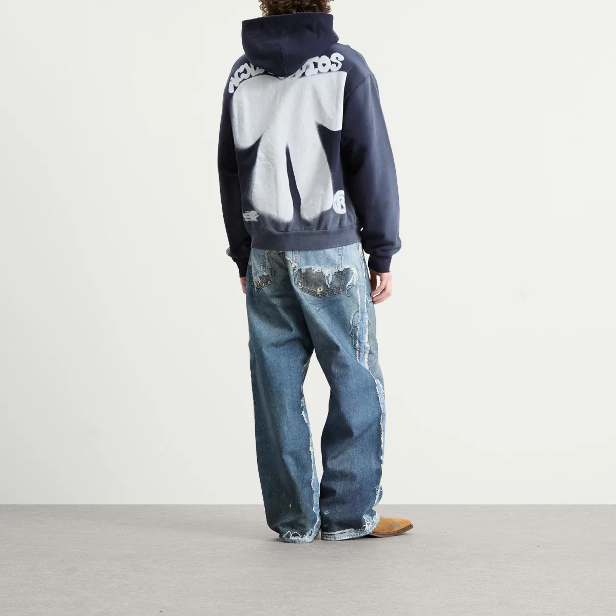 Худи с принтом Bow Spray Print Acne Studios, Navy Blue — фото 4