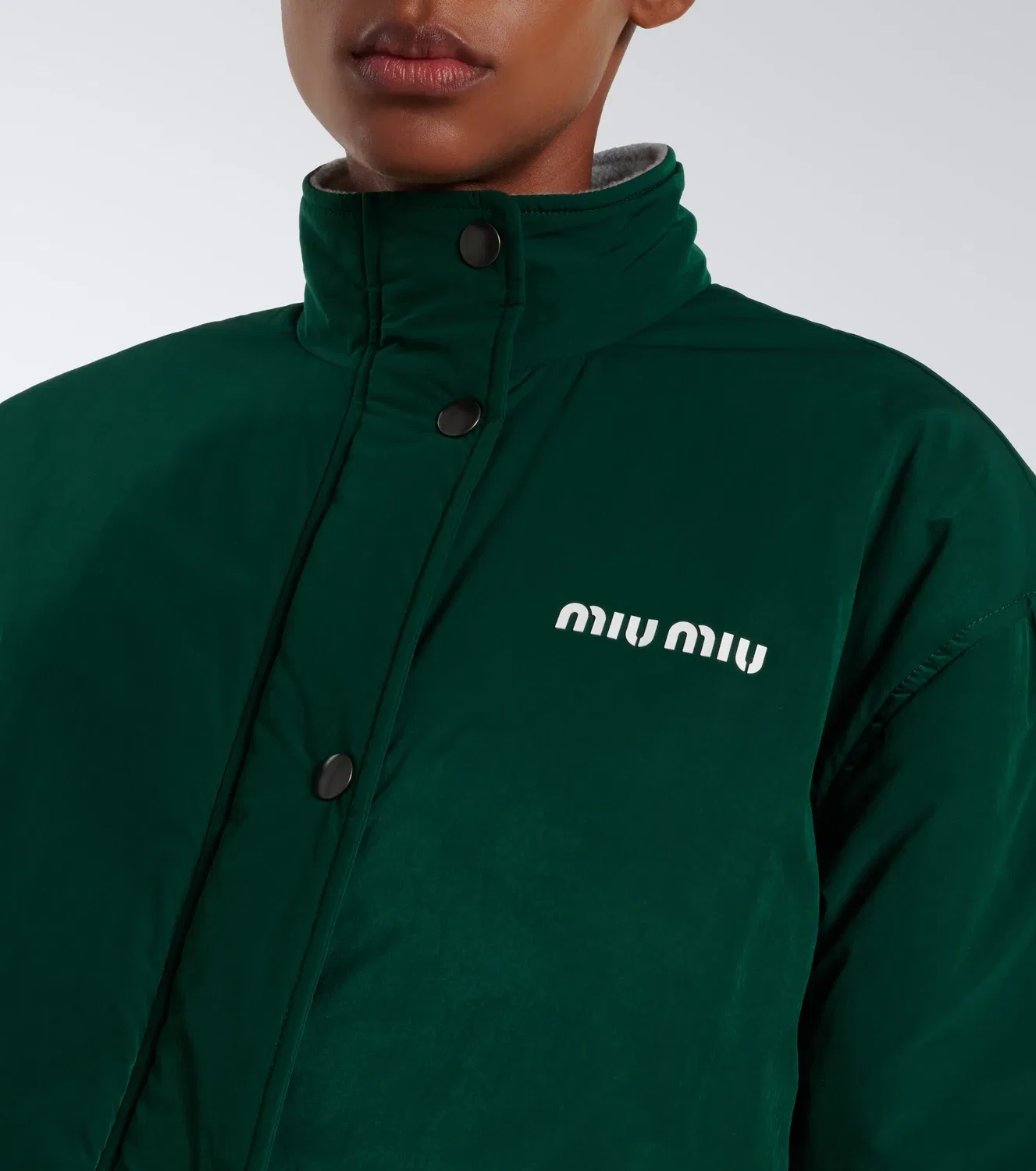 Бомбер технический с логотипом Miu Miu, зеленый — фото 3