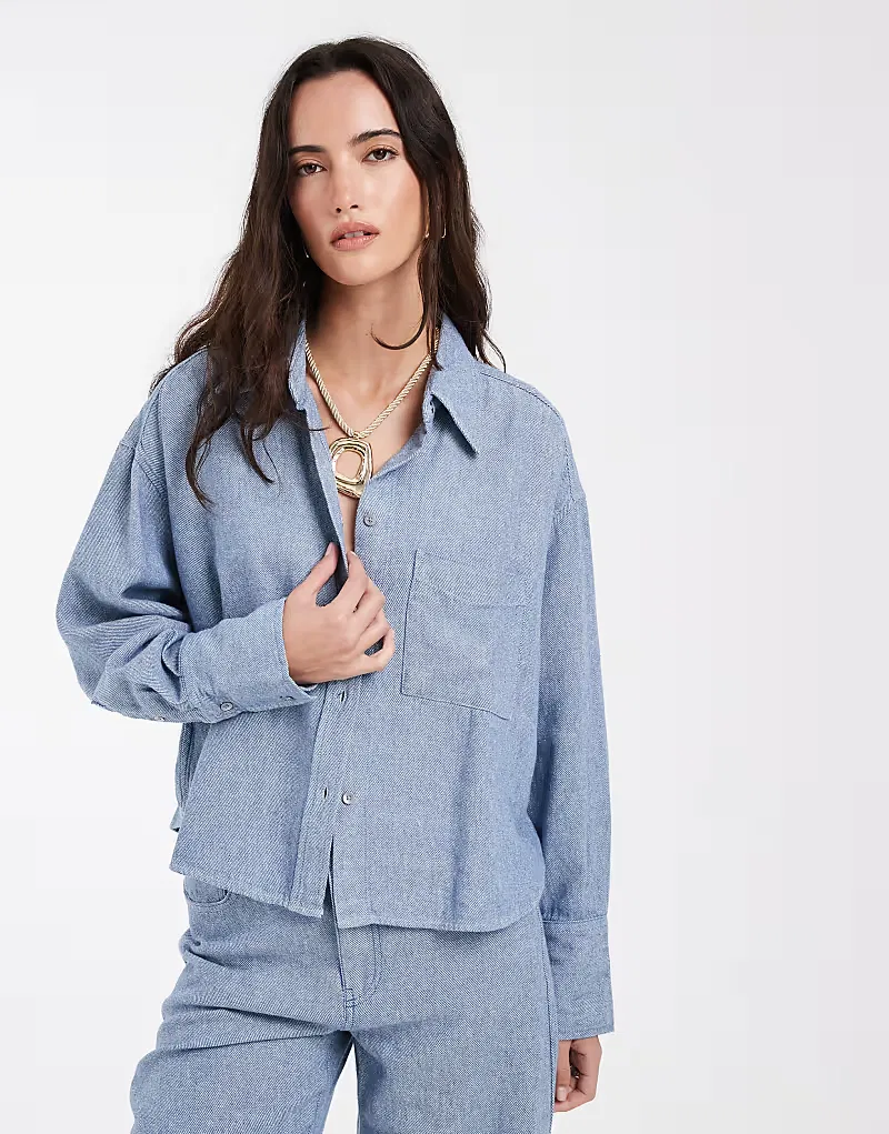 Рубашка GAP из саржи и льна, синий