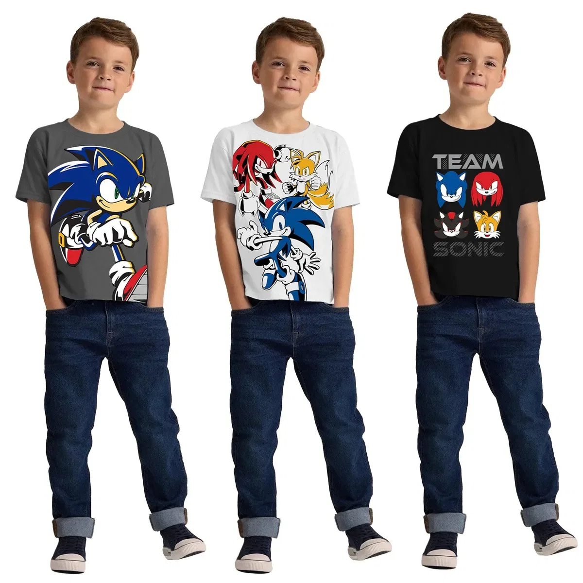 Детская футболка с принтом Team Sonic Characters Sonic The Hedgehog, Multi — фото 2