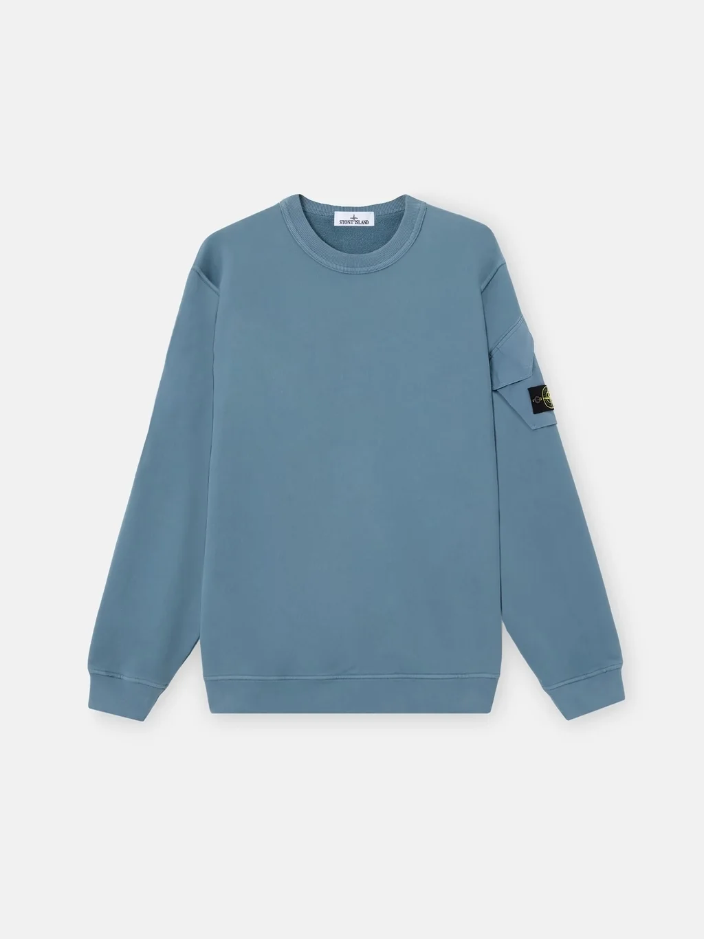 Мужской свитшот Stone Island Regular-fit Crewneck With Sleeve Pocket, стальной синий — фото 2