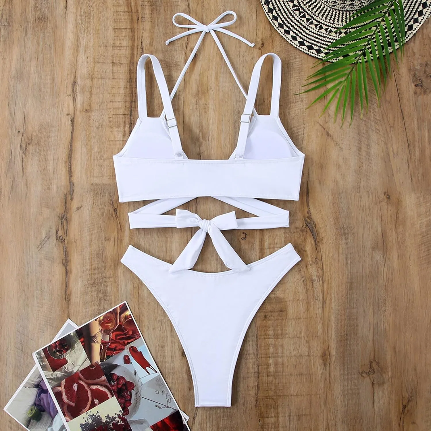 Женский купальный костюм с эффектом утяжки Two Piece, White — фото 3