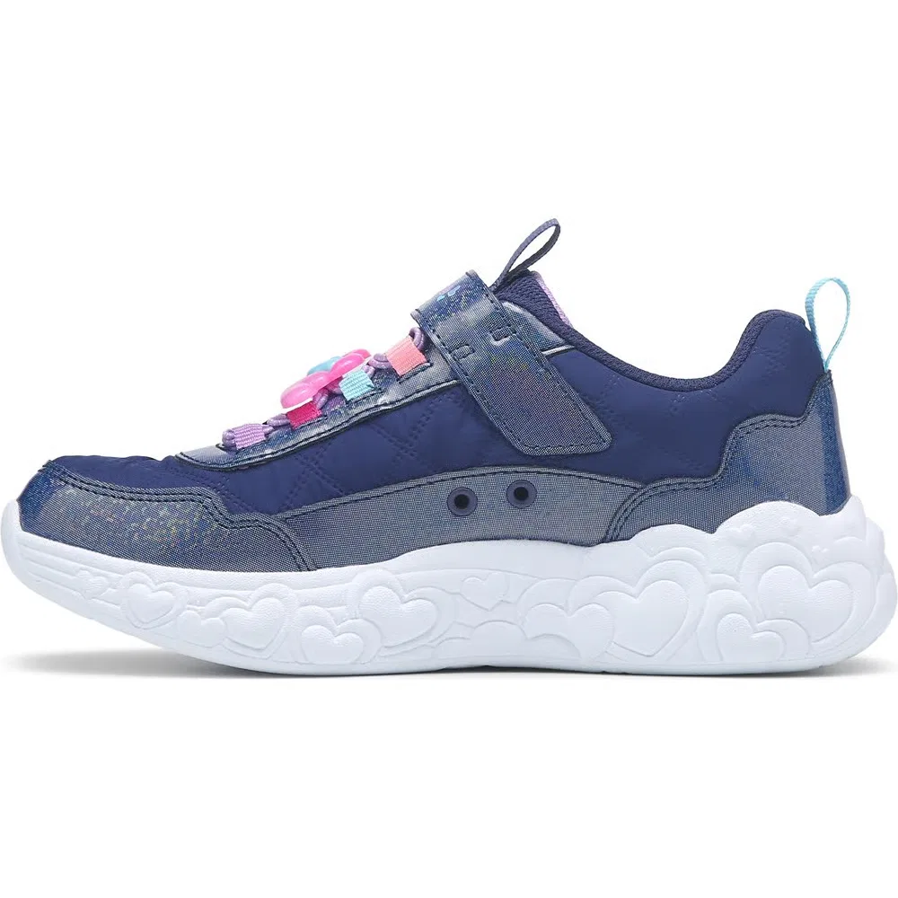 Детские кроссовки с подсветкой в виде сердечек Skechers, Navy Multi — фото 3