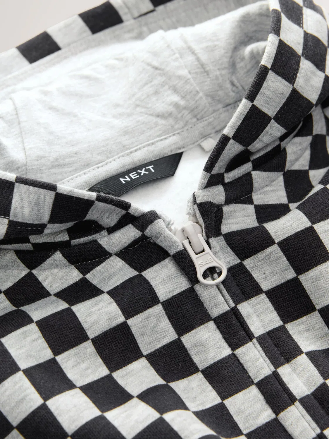 Худи на молнии с шахматным принтом, Black White Checkerboard Next, черно-белый — фото 4