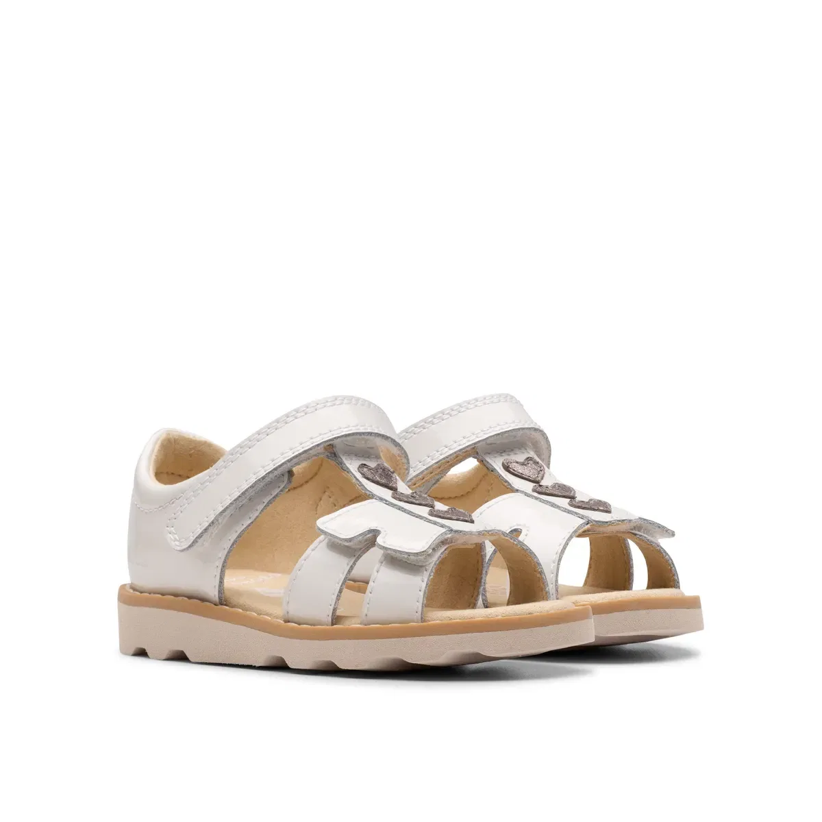 Детские сандалии с белым лакированным верхом Crown Skip T. Clarks, White — фото 4
