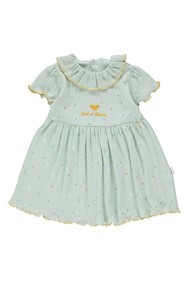 Детское платье для девочек хлопковое комплект платьев Interlok dress with report 2-pack (land of flowers) k 4365 Bebetto, Mint — фото 2