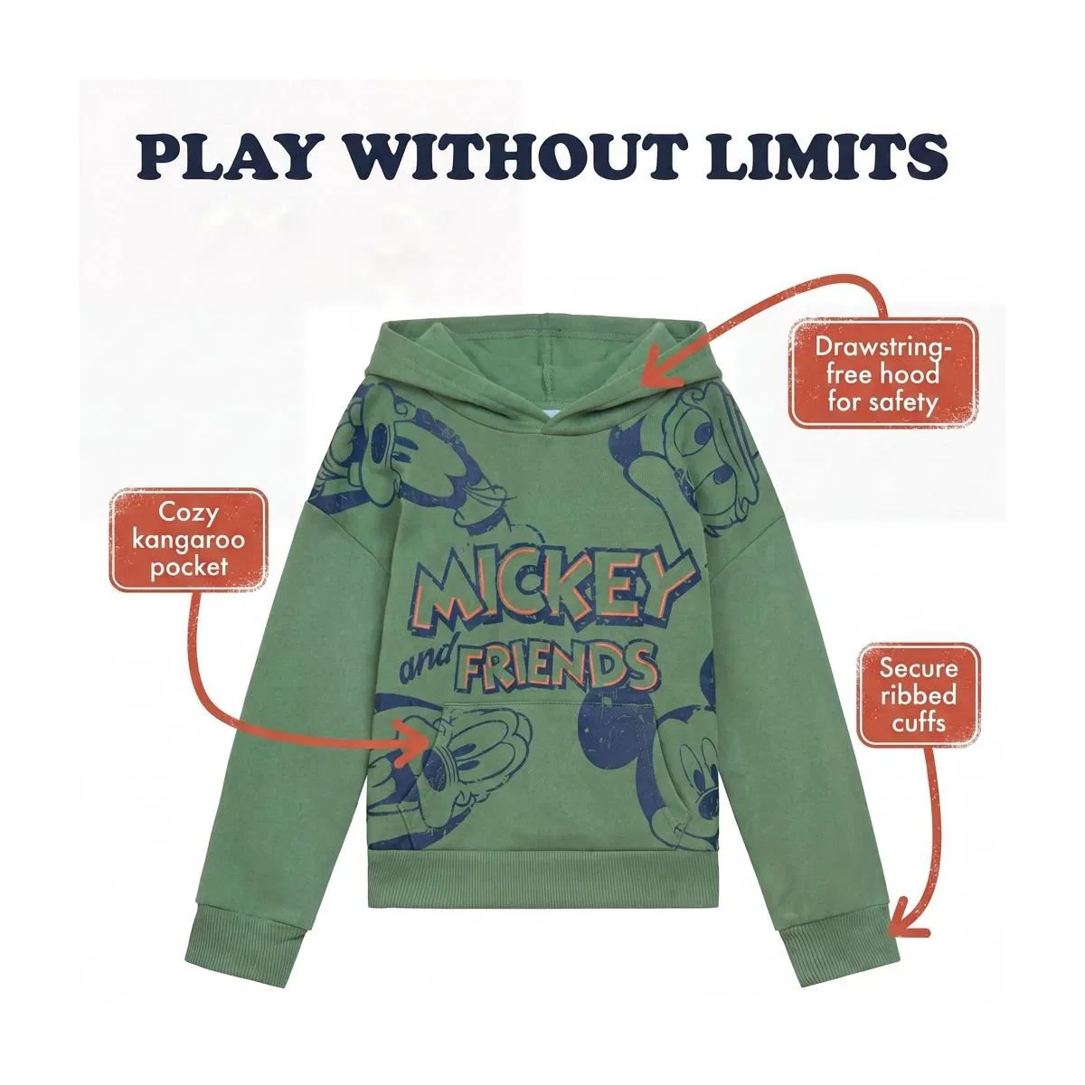 Худи с принтом Disney, mickey friends olive — фото 3