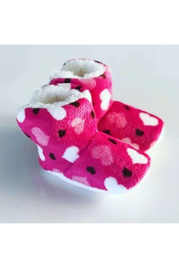 Детские пинетки с принтом Panduf baby booties Miracle, Pink Heart