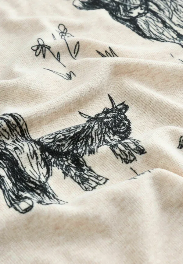 Пижамный комплект с принтом, Cosy Set, Next, Oatmeal Hamish the Highland Cow, овсяный — фото 4