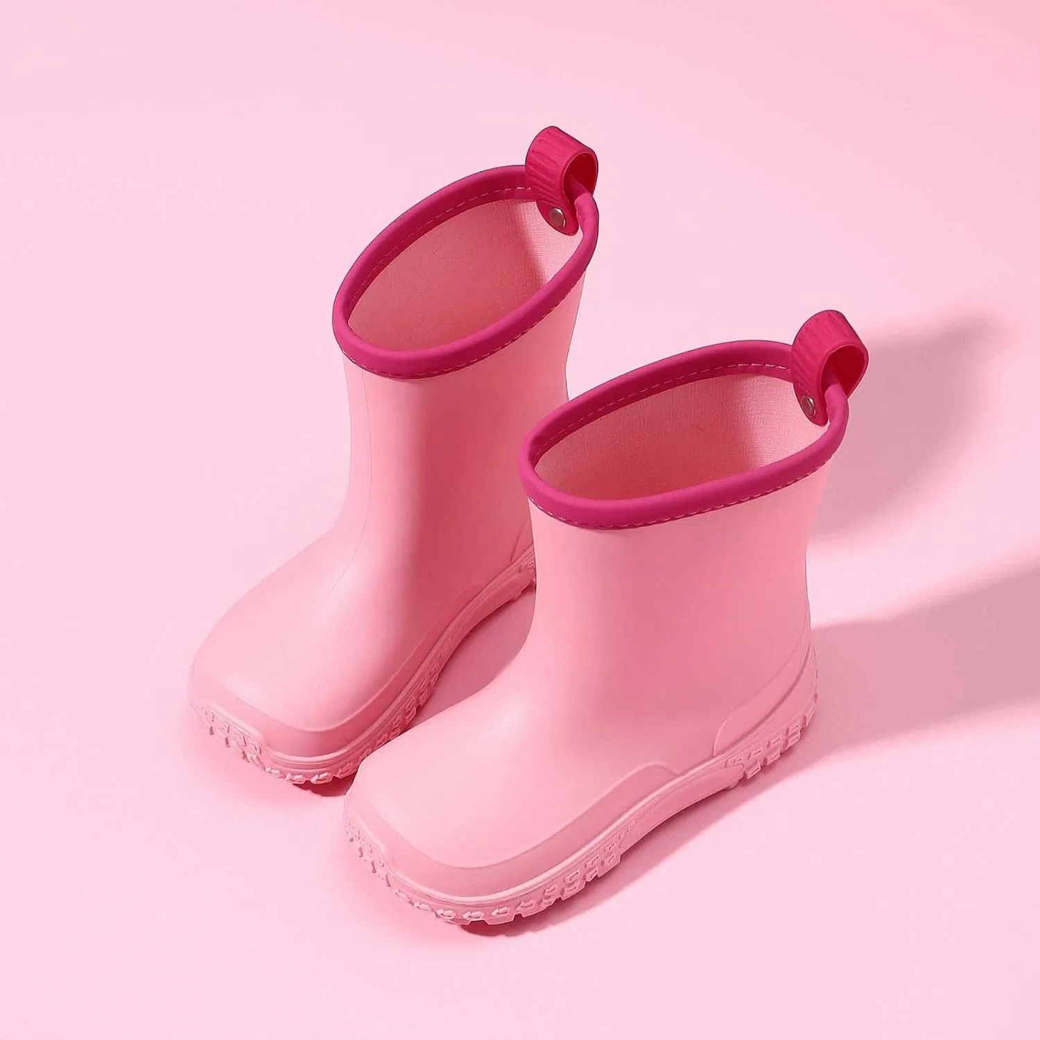 Детские дождевые сапоги для мальчиков и девочек с принтом, бренд, Pink — фото 2