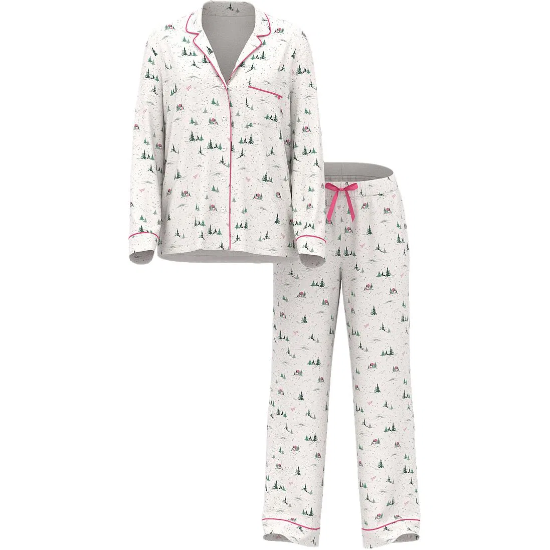 Женский комплект пижамный с принтом Victoria's Secret, White Base Pine Print