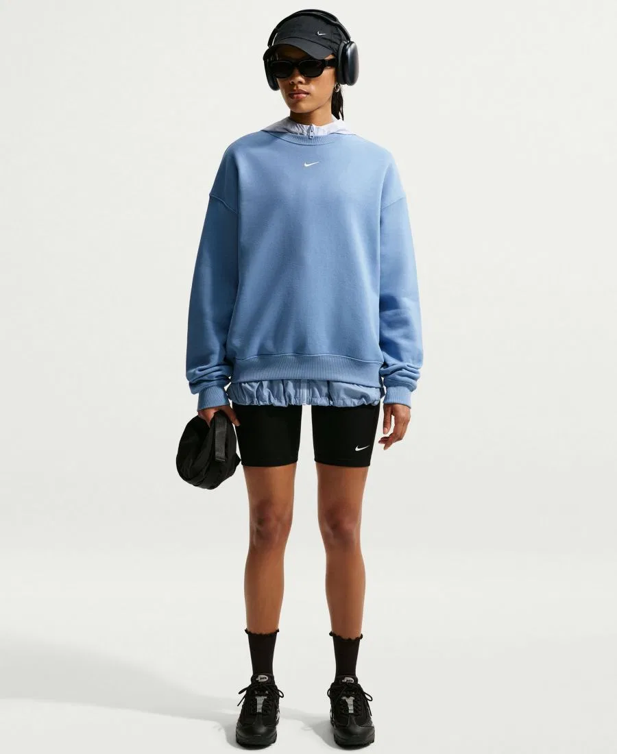 Худи оверсайз с капюшоном Studio Fleece Medium Weight Women's Oversized Sweatshirt Nike, Work Blue Sail