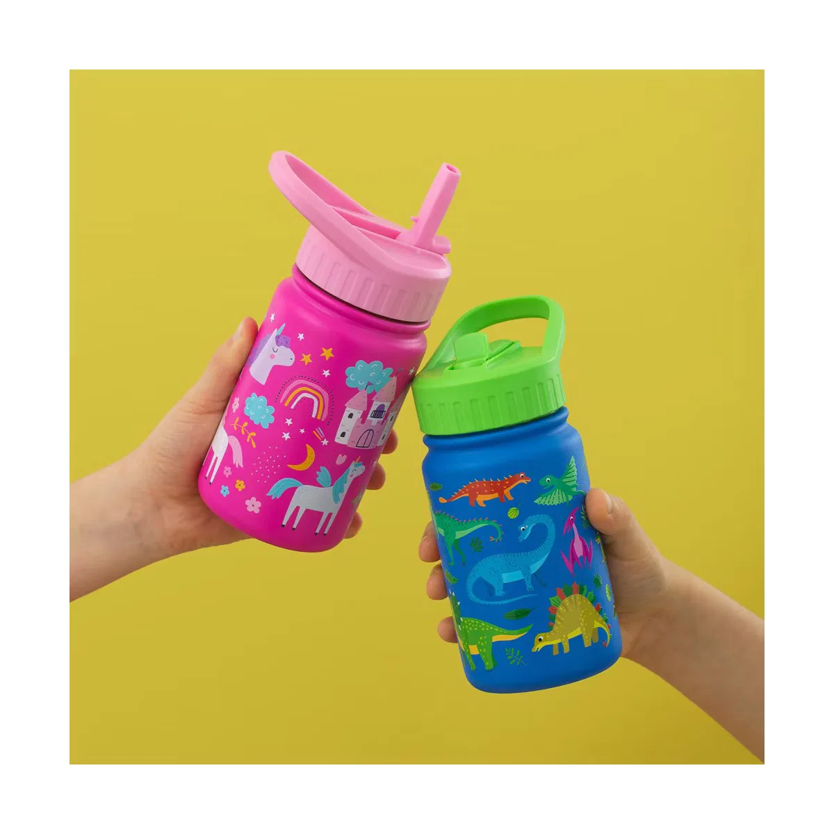 Детская бутылка для воды 350 мл с трубочкой Magical Unicorn JoyJolt, Pink — фото 3