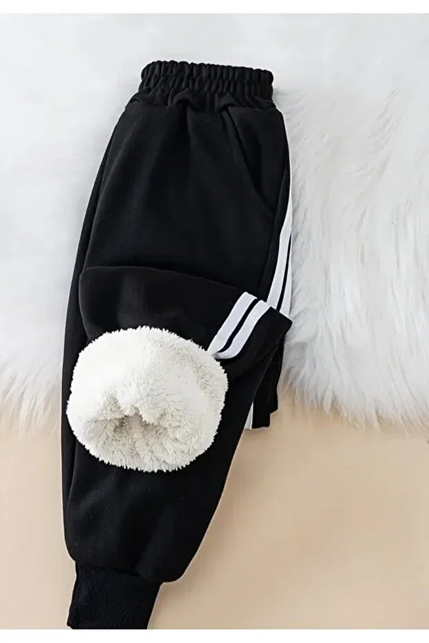 Детские спортивные штаны для девочек с начесом Shop, Black