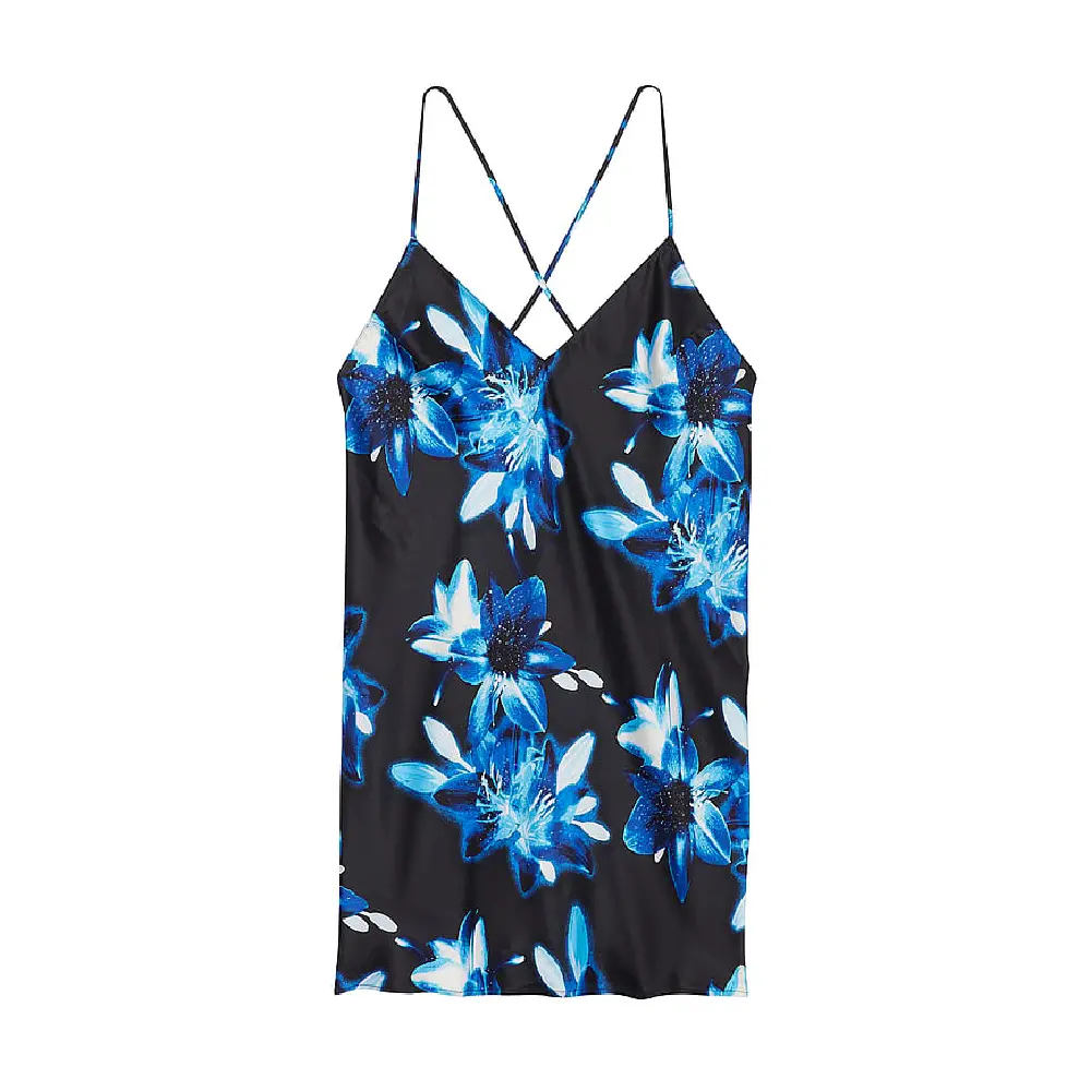 

Комбинация Victoria's Secret Icon Satin Open-Back, синий/черный