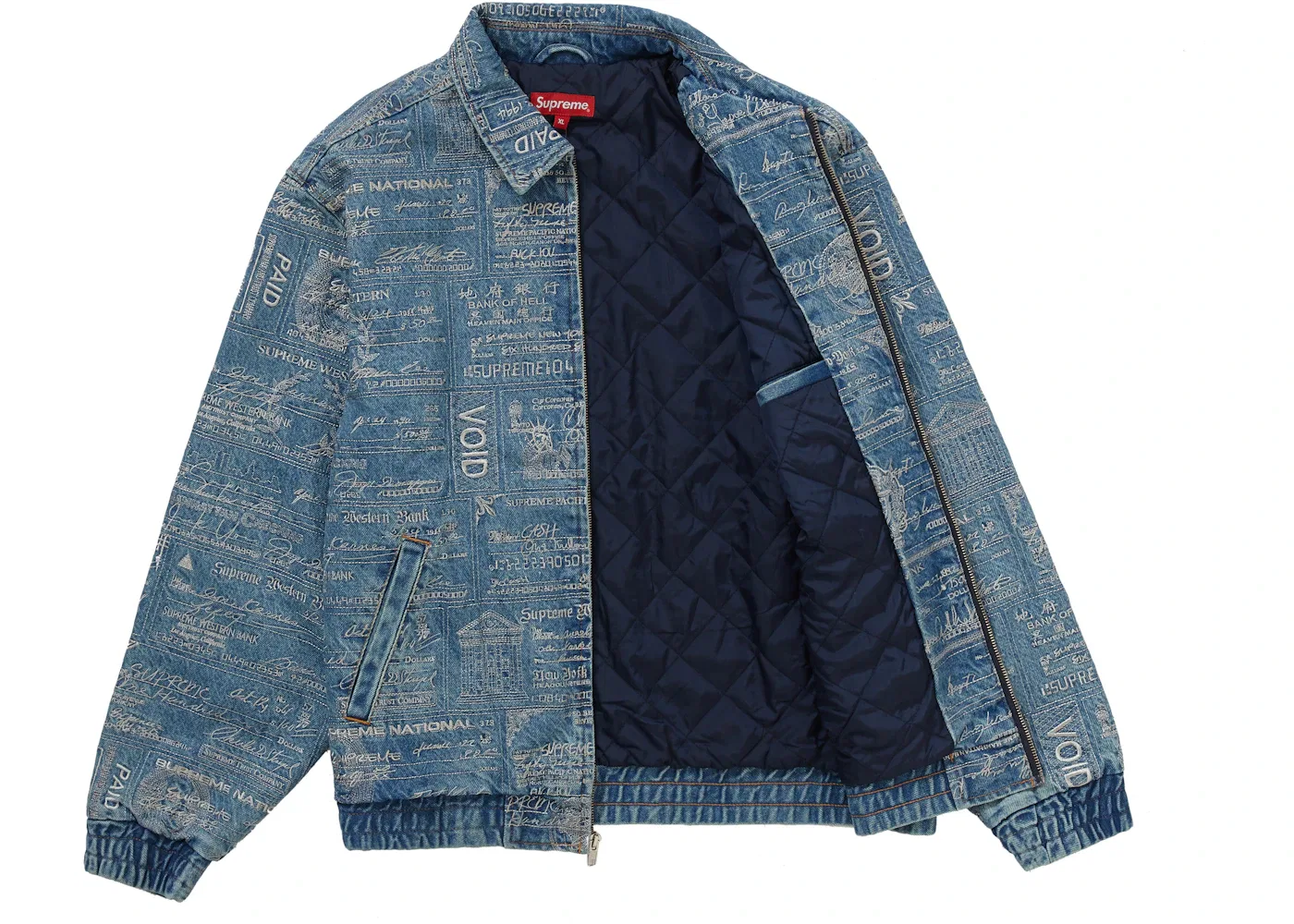 Мужская джинсовая куртка с вышивкой Supreme Checks Supreme, Blue — фото 3