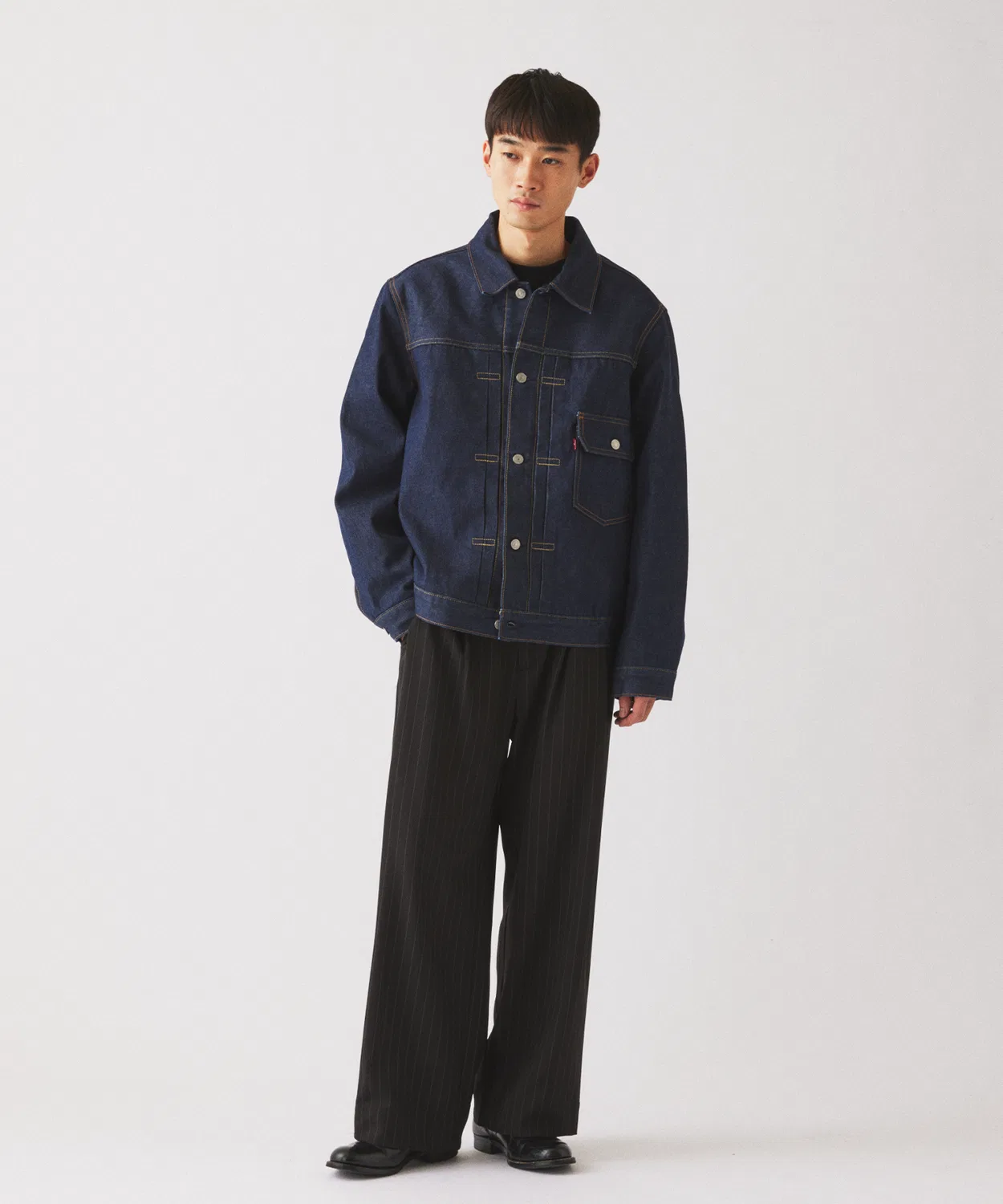 Мужская джинсовая куртка с принтом TYPE1 Trucker Blanket Lining Levi's, Navy — фото 3
