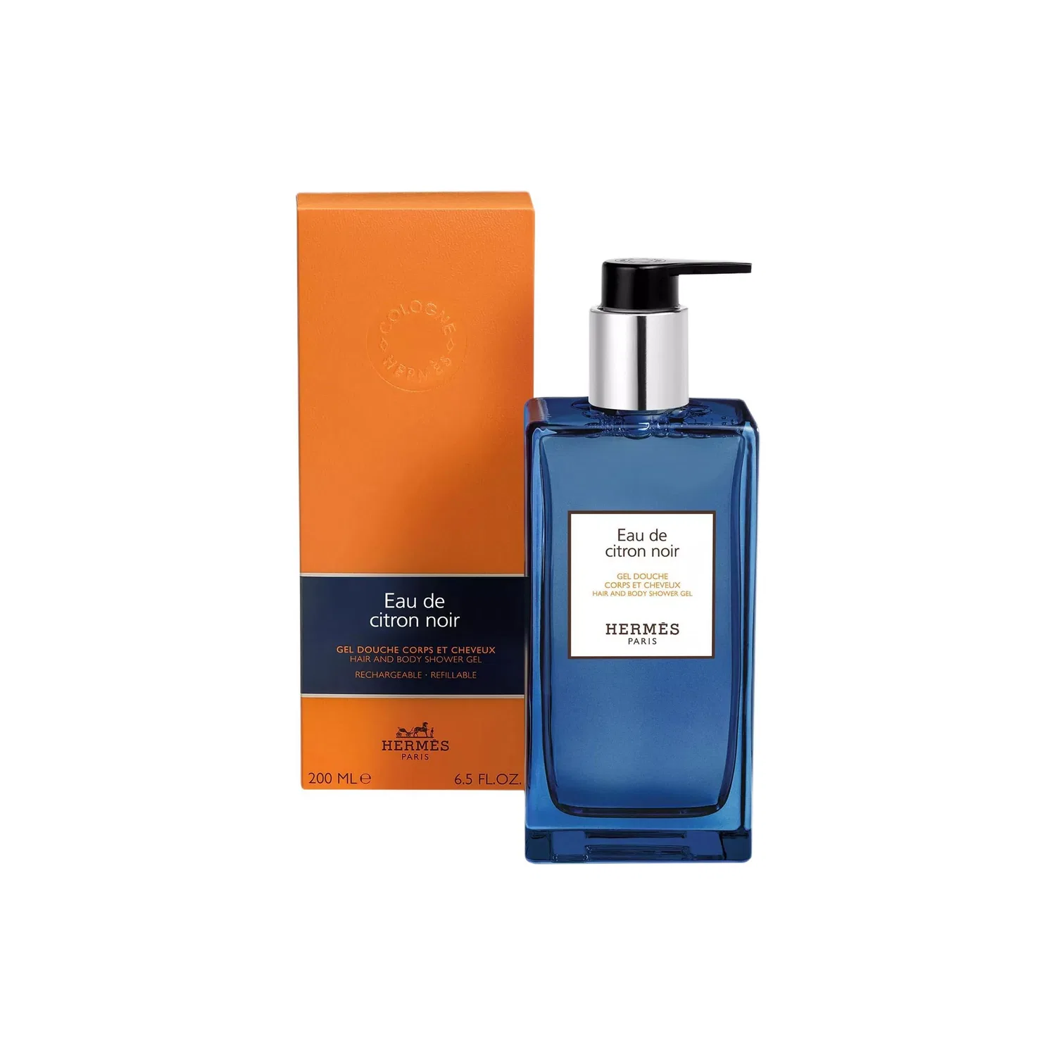 Гель для душа и шампунь 2-в-1 с ароматом Black Bergamot, 200 мл, HERMES, Orange Green