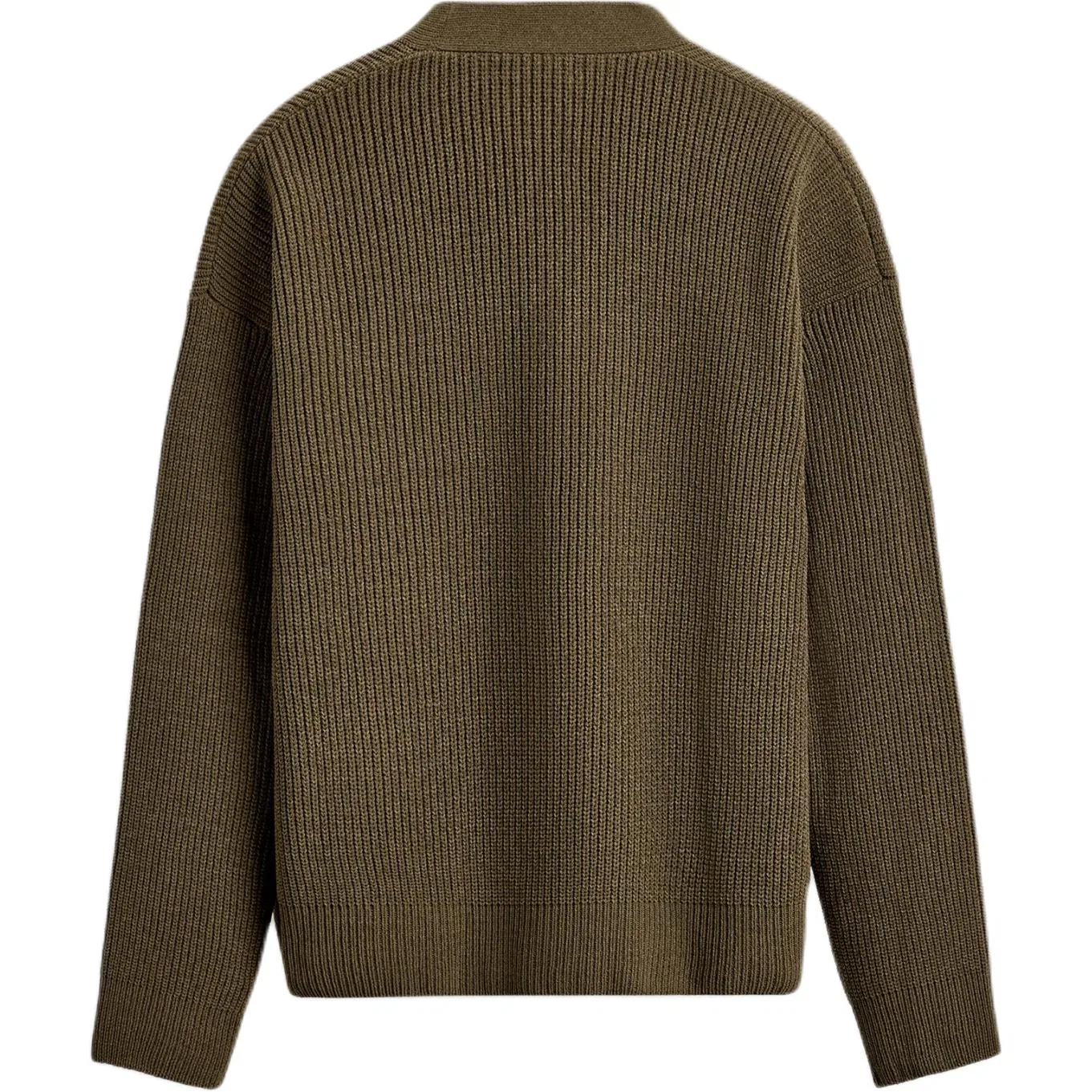 Мужской джемпер с V-образным вырезом прямого кроя Khaki ZARA, Хаки — фото 3