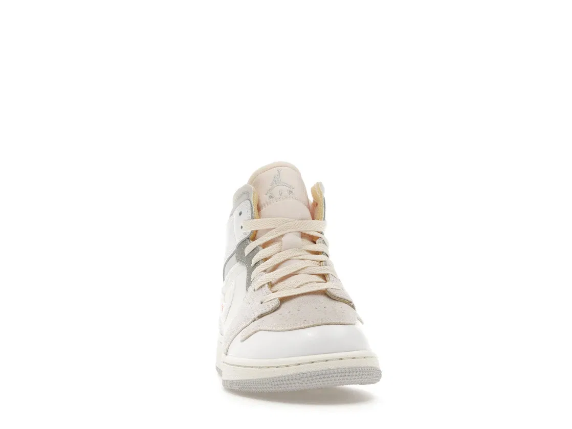 Детские кроссовки с реверсивным слоем Jordan 1 Mid SE Craft Inside Out White Grey, White/Phantom Grey/Sail/Orange — фото 2