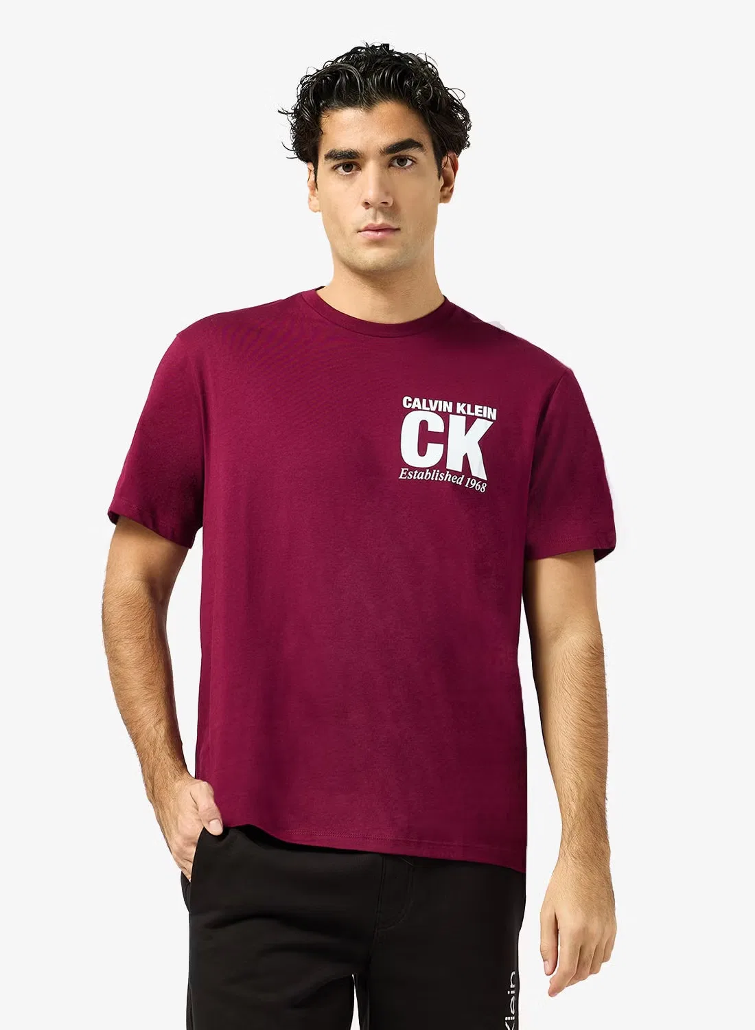 Футболка с принтом Graphic crew neck Calvin Klein, ягодный
