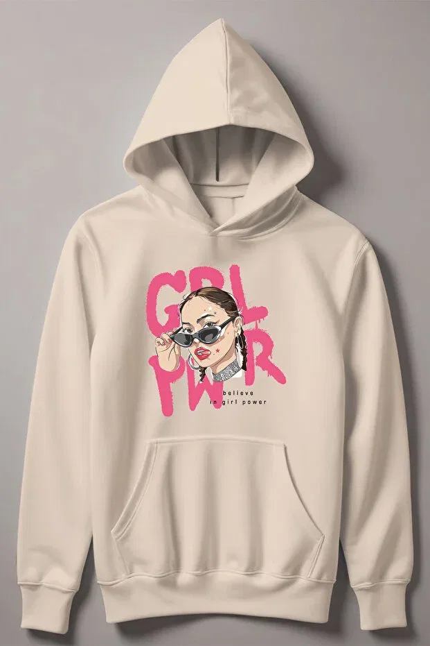 Детские свитшот для девочек с принтом Girl Power Style Myada, Beige