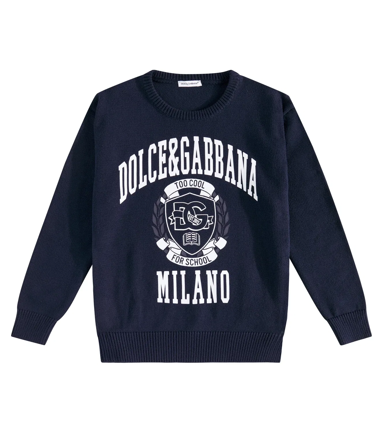 Свитшот хлопковый с принтом Dolce&Gabbana Kids, синий