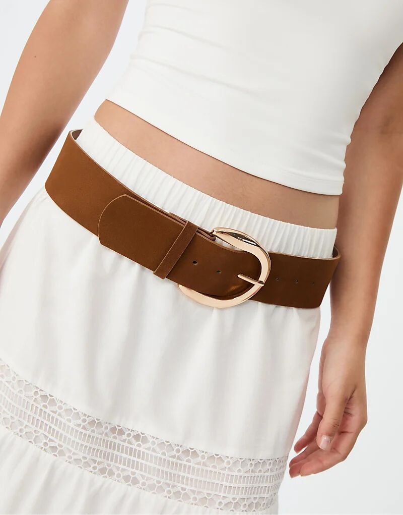 

Широкий ремень Stradivarius с золотой пряжкой из камня