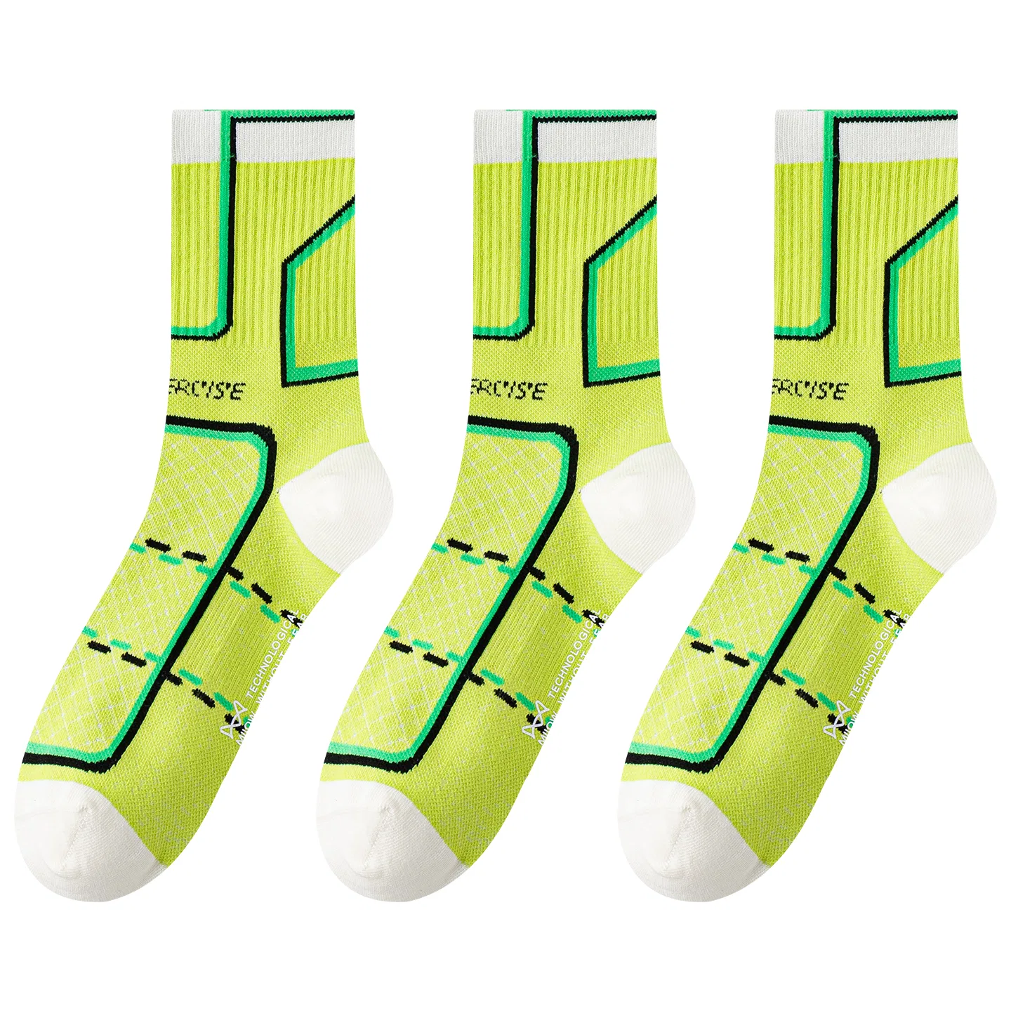 Детские баскетбольные носки, набор из 3 пар, Neon Green 3, MIIOW