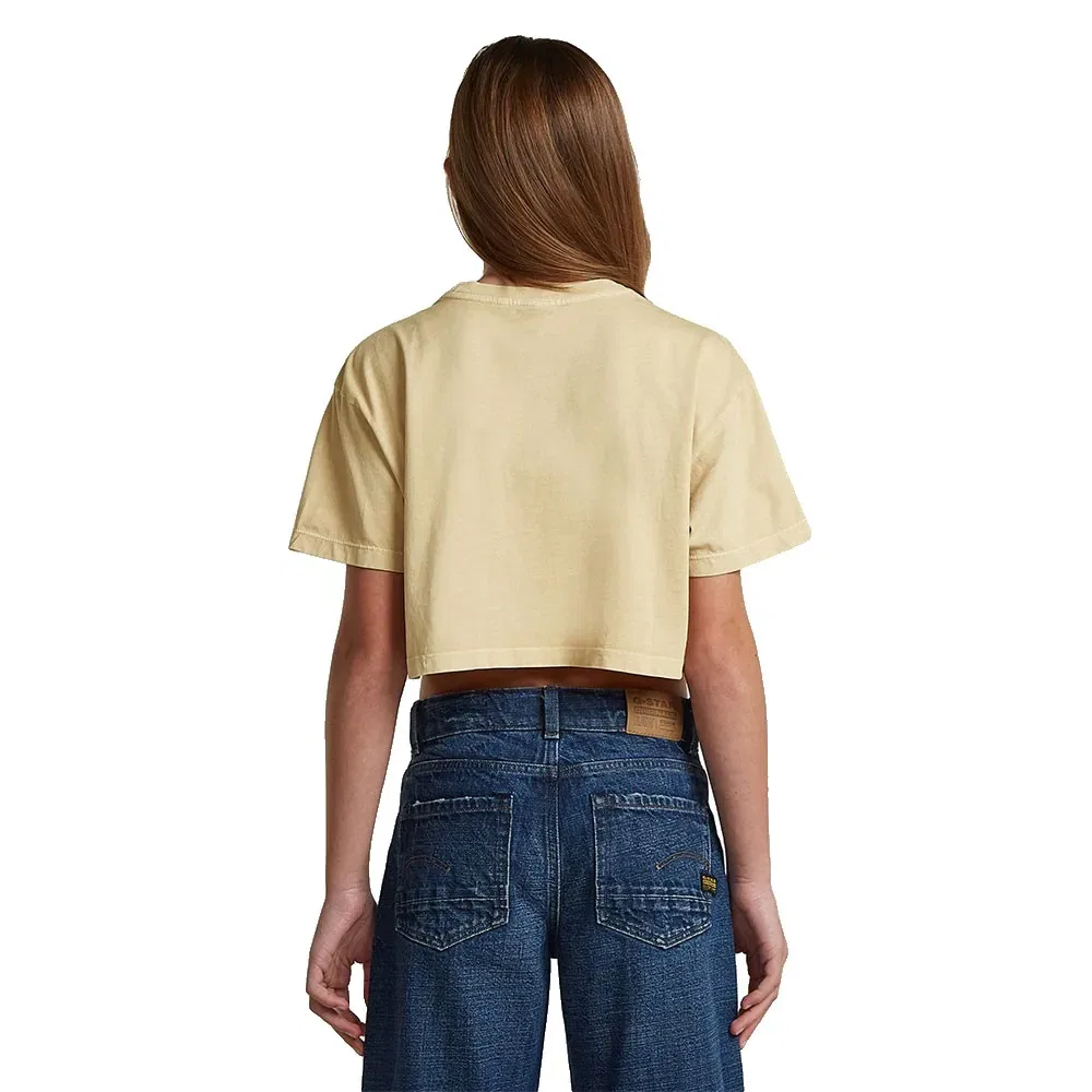 Детская футболка с коротким рукавом Boxy Cropped Tee G-Star, Yellow — фото 2