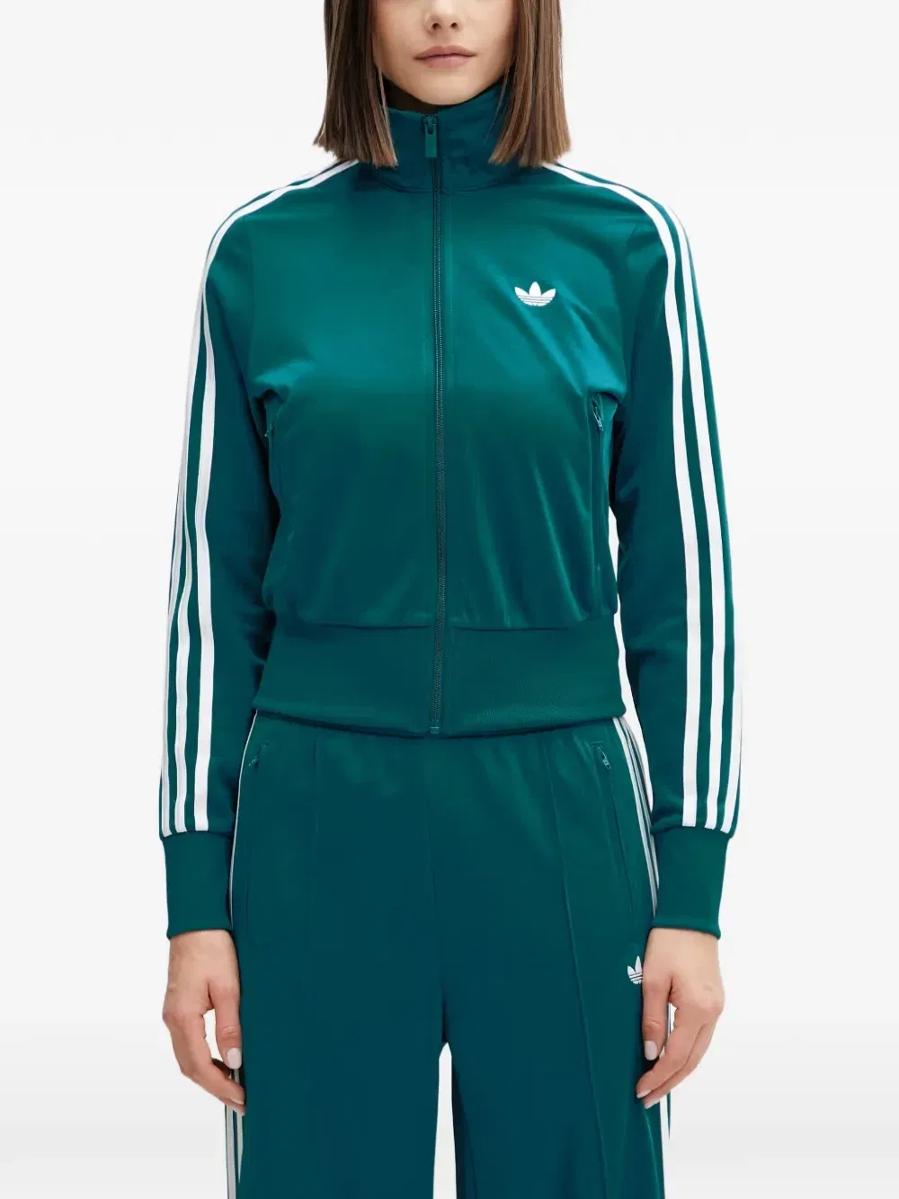 Олимпийка Firebird с вышитым логотипом и полосками по бокам Adidas, зеленый