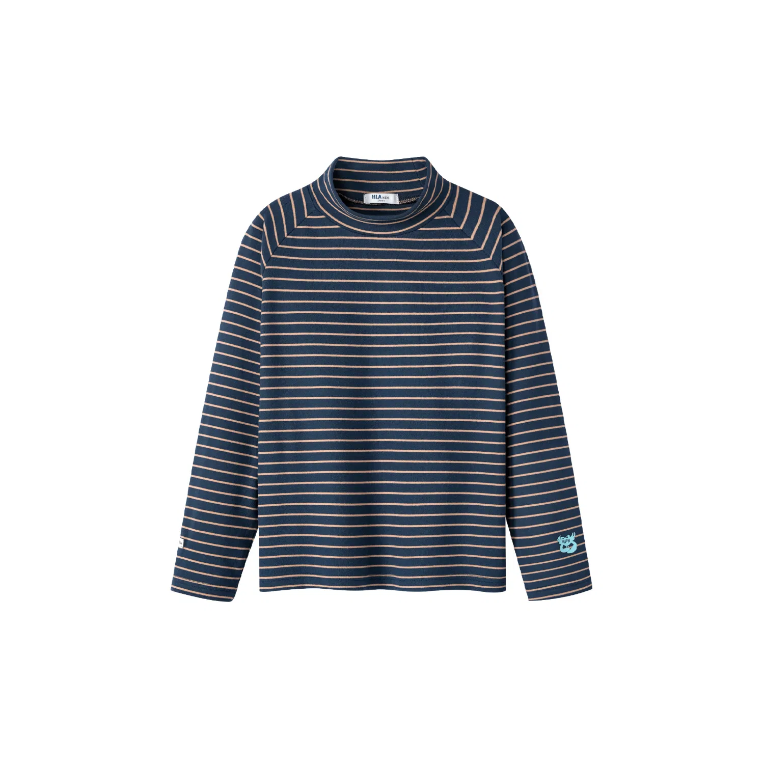 Детская футболка с высоким воротом Dark Blue Stripes 18 HLA, Dark Blue Stripes