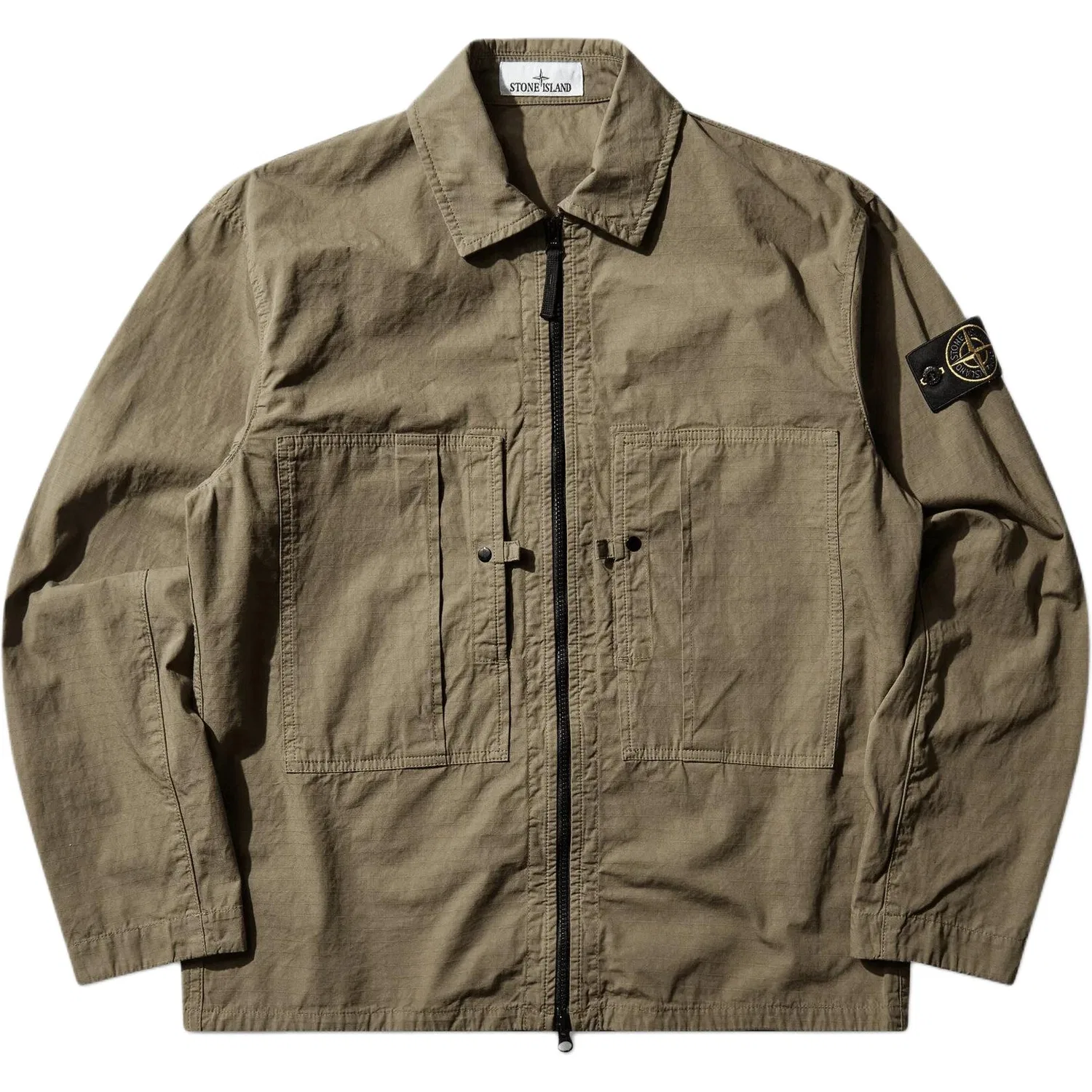 Мужская рубашка-оверширт на молнии Comfort-Fit Zipper-Up Overshirt STONE ISLAND, Army Green