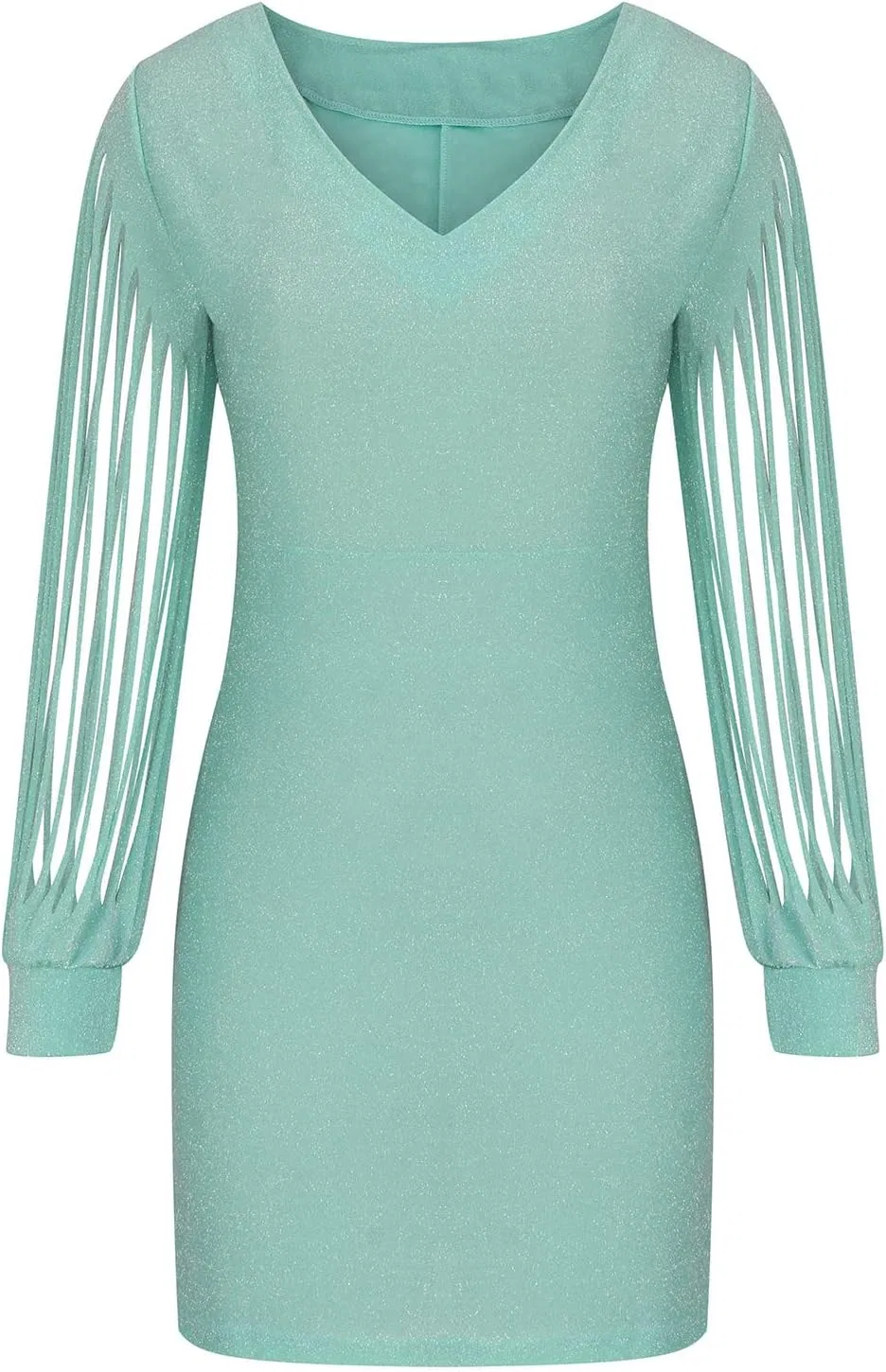 Женское вечернее платье с пайетками V-образным вырезом Bodycon, Green — фото 2