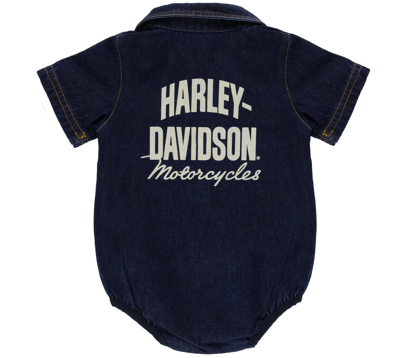 Детский комбинезон из легкого денима с принтом Bar & Shield Harley Davidson, Blue — фото 2