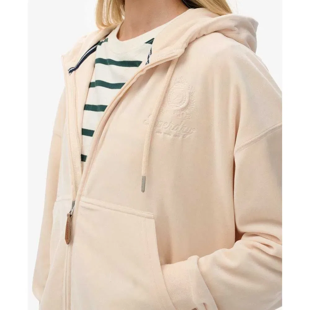 Худи на молнии Superdry Country Club Velour, бежевый — фото 3