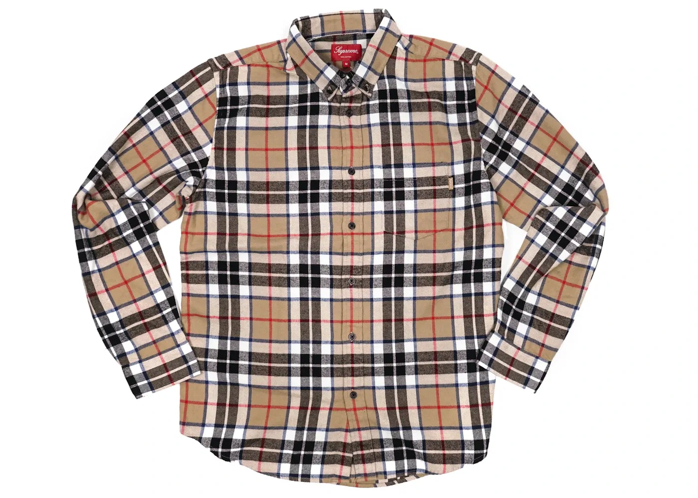 Мужская фланелевая рубашка с длинным рукавом Supreme, Tan