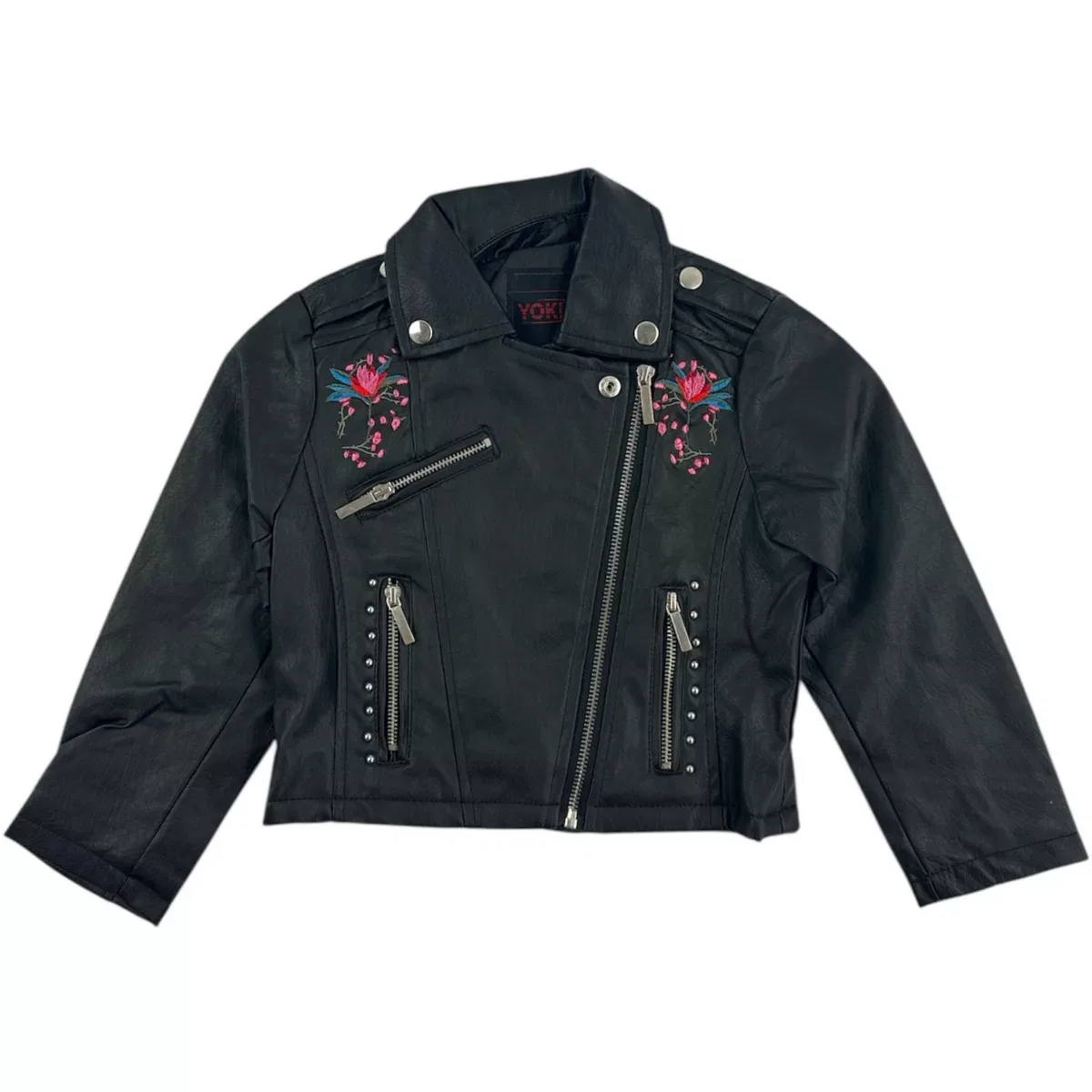 Детская куртка для девочек с вышивкой Floral Embroidered Design Yoki, Black