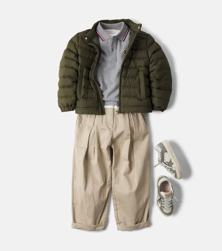 Поло из хлопкового пике с логотипом Moncler Enfant, серый — фото 2