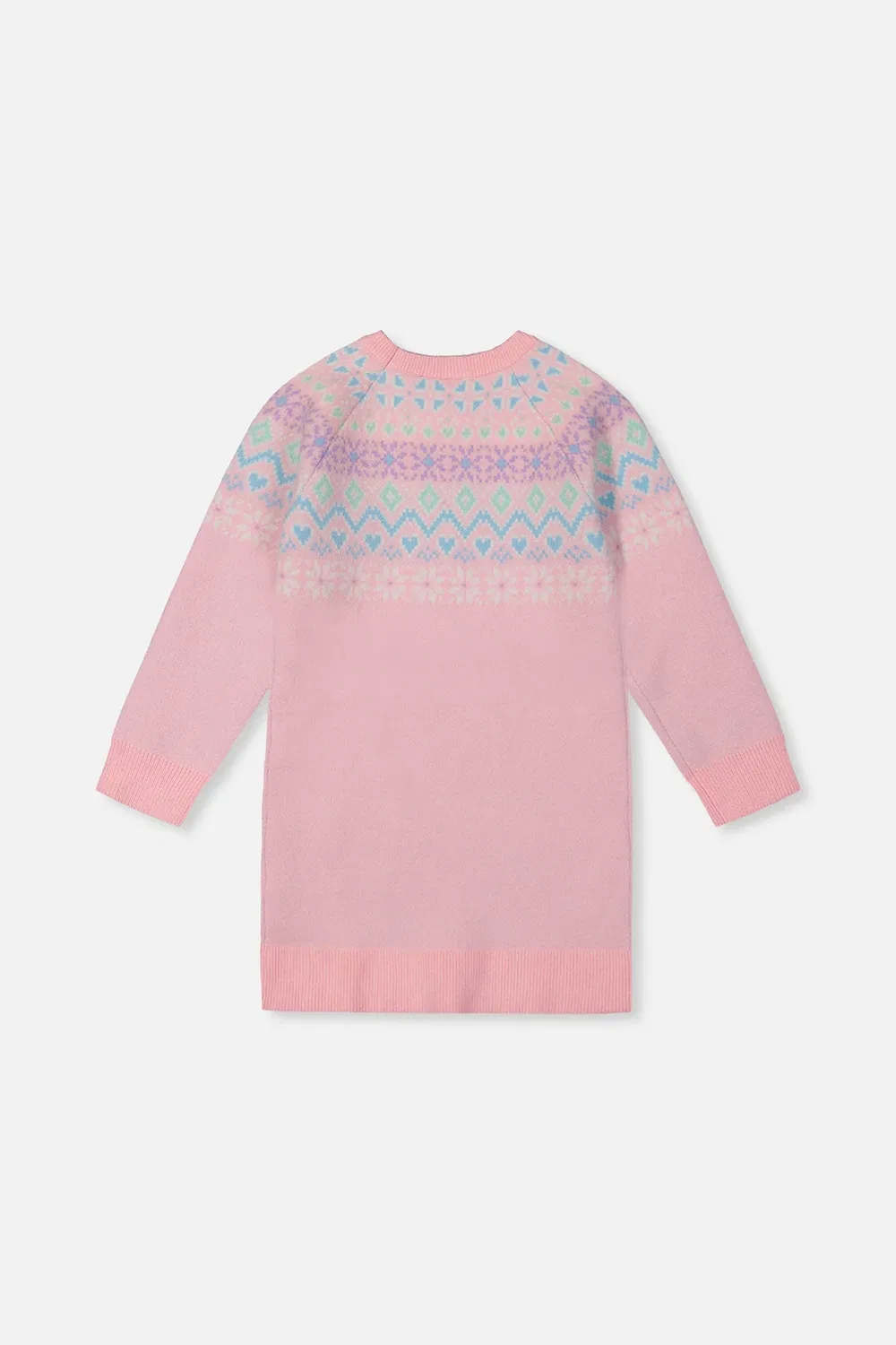 Детское платье из трикотажа с жаккардовой кокеткой Après-Ski Deux par Deux, Light Pink — фото 2