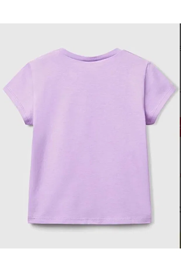 Детская футболка для девочек с принтом United Colors Of Benetton, Lila — фото 2