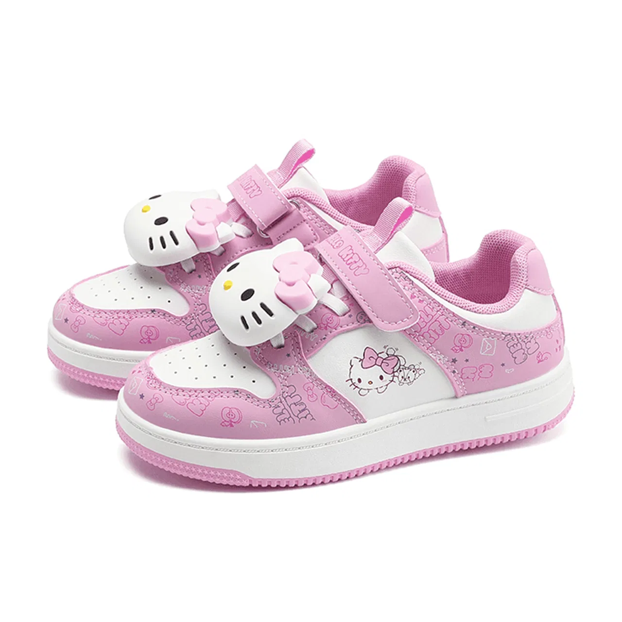 Детские кроссовки для скейтбординга с принтом Hello Kitty Sanrio, White Pink