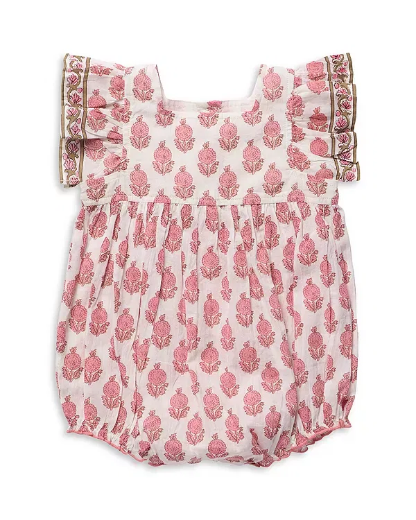 Детский комбинезон для девочек с воланами Elsie Bubble Pink Chicken, Pink Dahlia Floral