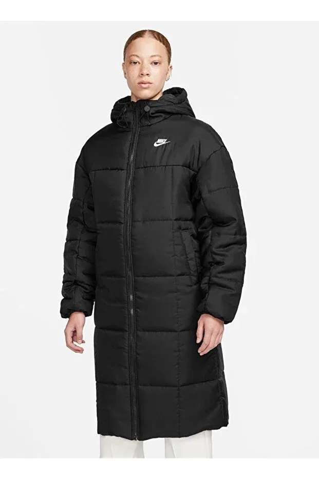 Женское пальто-парка с капюшоном Nike, Black