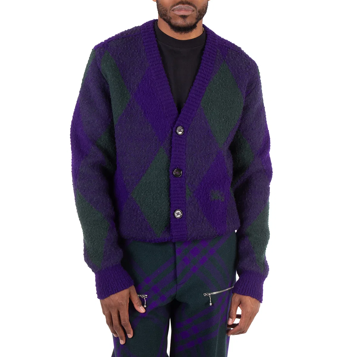 Кардиган шерстяной с ромбовидным узором Argyle-Pattern Burberry, Royal Ip Pattern