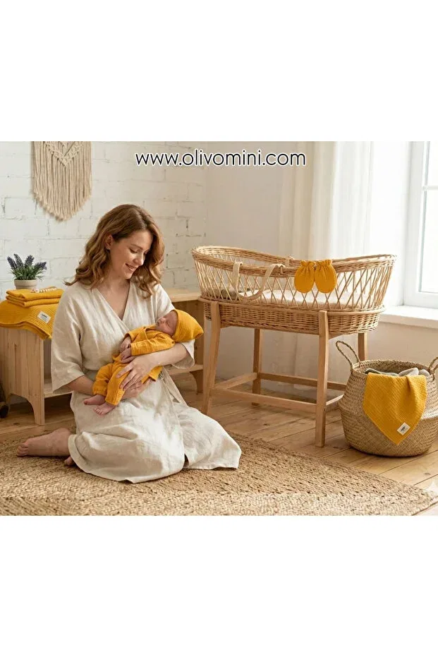 Детский комплект одежды для новорожденных из муслина Newborn kimono set Olivo Mini, Hardal — фото 3