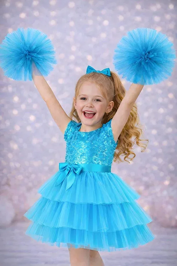 Детское платье для девочек с пайетками Party Rumi Kids, Blue — фото 3