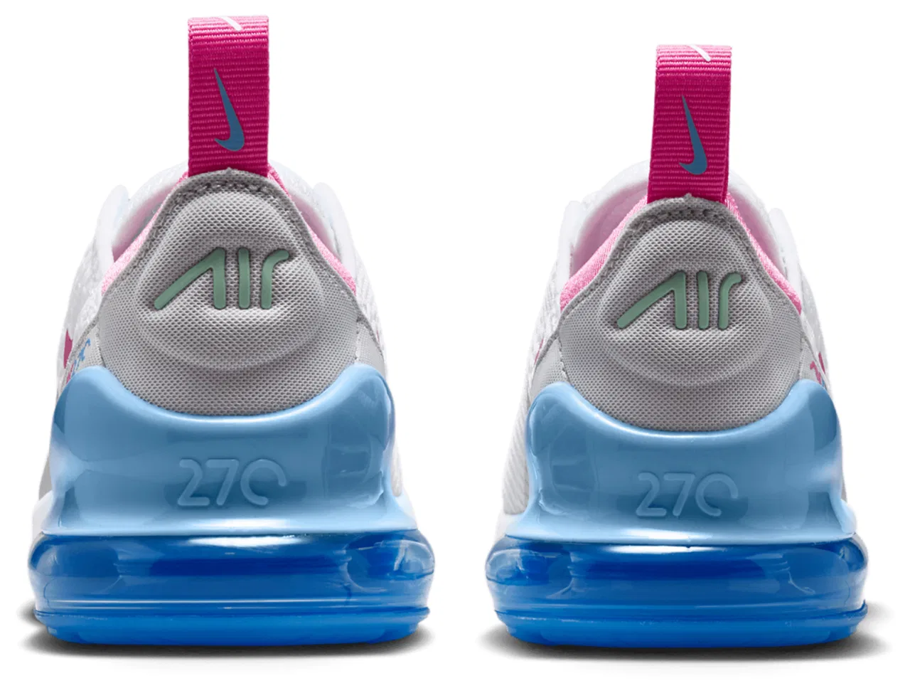 Кроссовки для мальчиков Air Max 270 Nike, цвет White/Pinksicle/Football Blue — фото 3