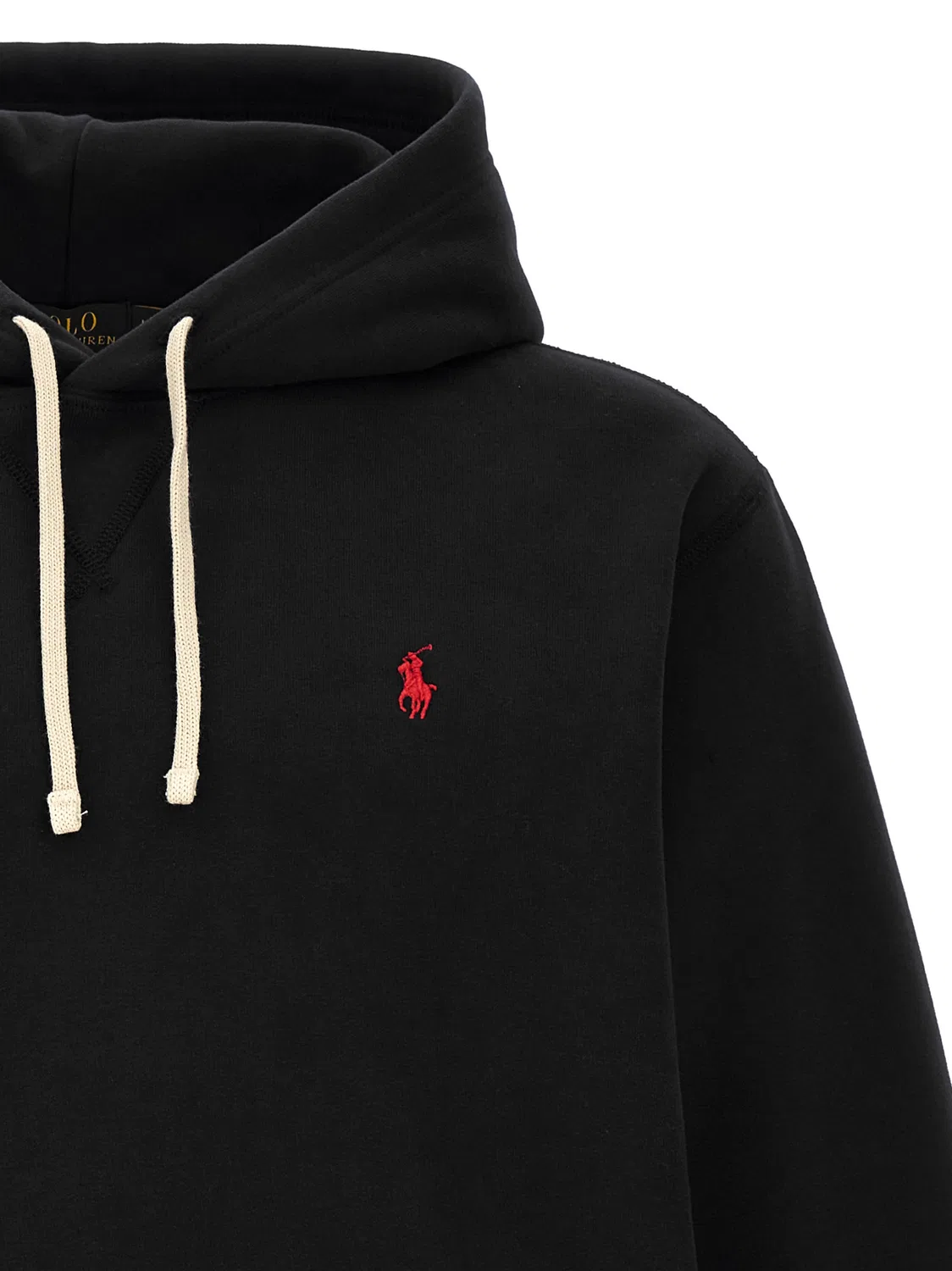 Мужское худи с вышитым логотипом Black Cotton Sweatshirt Polo Ralph Lauren, Black — фото 3