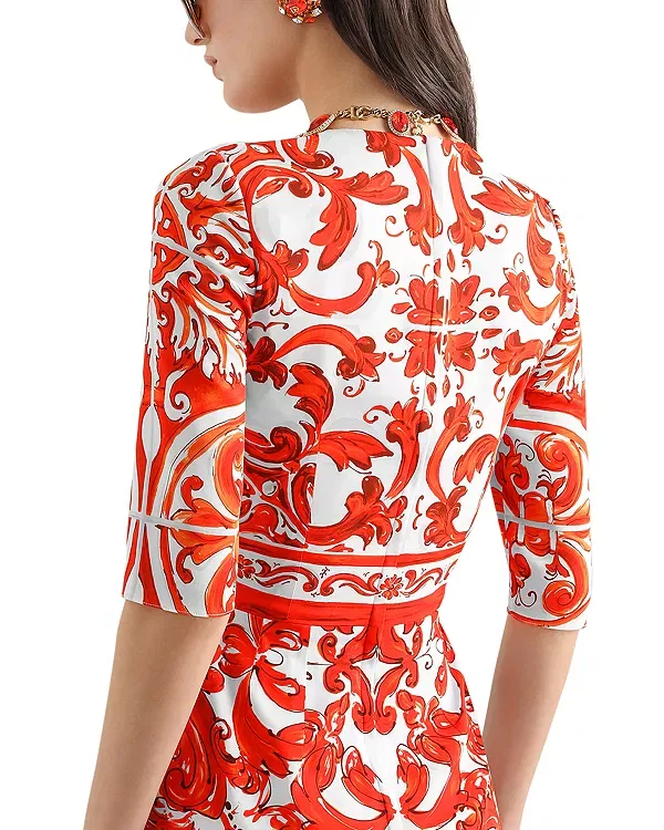 Женское платье с принтом Silk Blend Dress Dolce & Gabbana, мультиколор — фото 4
